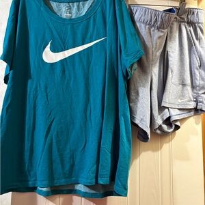 Nike Blue T-Shirt and Light Gray Shorts Set
